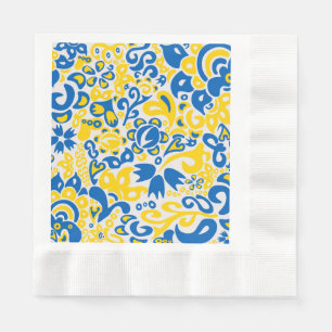 Serviette En Papier Motif folklorique aux couleurs du drapeau ukrainie