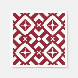 Serviette En Papier Motif géométrique abstrait rouge et blanc