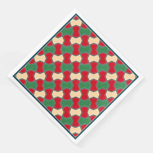Serviette En Papier Motif géométrique de Cravate rouge rouge vert Orie (Coin)