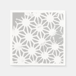 Serviette En Papier Motif géométrique gris et blanc