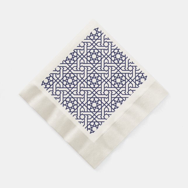 Serviette En Papier Motif géométrique marocain bleu islamique (Coin)