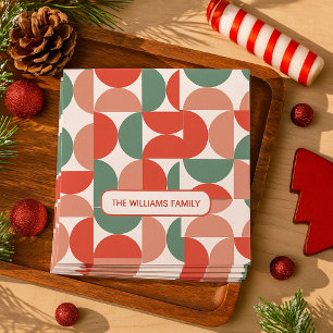 Serviette En Papier Motif géométrique moderne rouge et vert de Noël