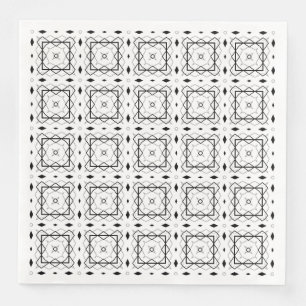 Serviette En Papier Motif géométrique noir et argent blanc