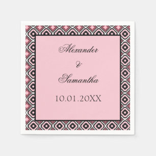 Serviette En Papier Motif géométrique rose et noir
