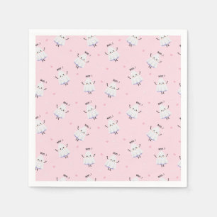 Serviette En Papier Motif Ghost mignon sur Arrière - plan rose
