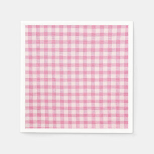 Serviette En Papier Motif Gingham Rose Bébé