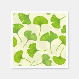 Serviette En Papier Motif Ginkgo sur blanc