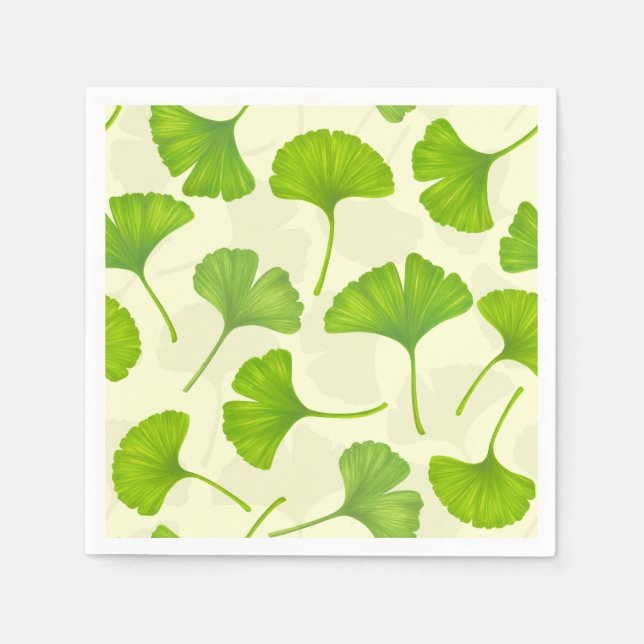 Serviette En Papier Motif Ginkgo sur blanc (Devant)