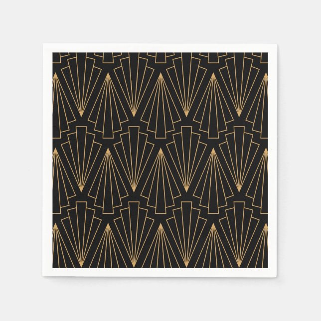 Serviette En Papier Motif Gold et Black Art Déco (Devant)