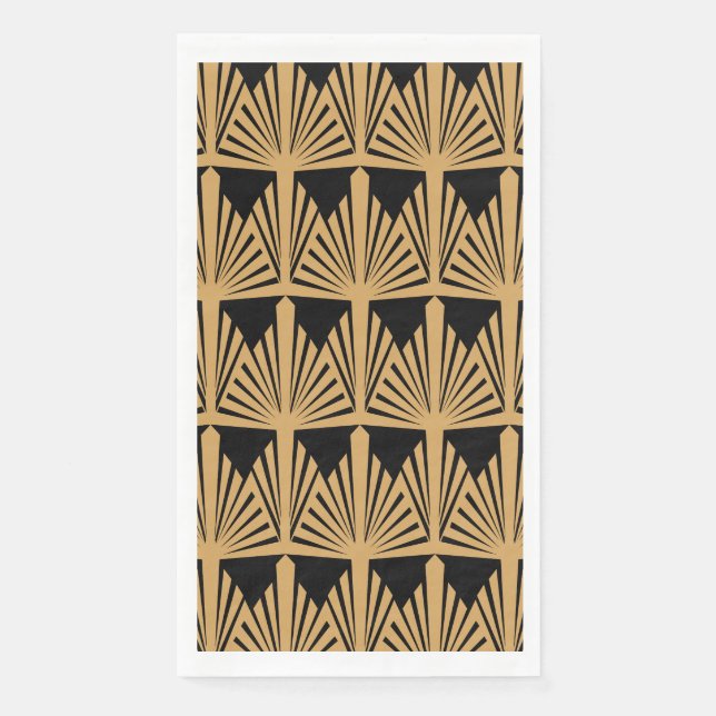 Serviette En Papier Motif Gold et Black Art Déco (Devant)