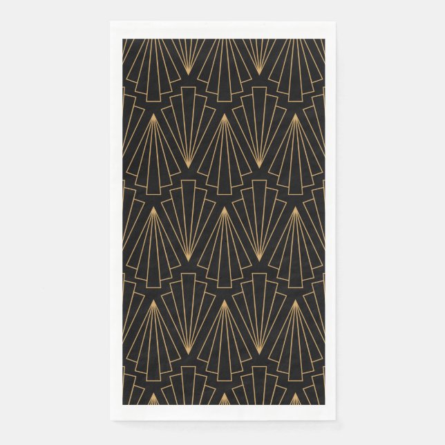Serviette En Papier Motif Gold et Black Art Déco (Devant)