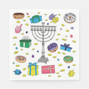 Serviette En Papier Motif Hanoukka Blanc