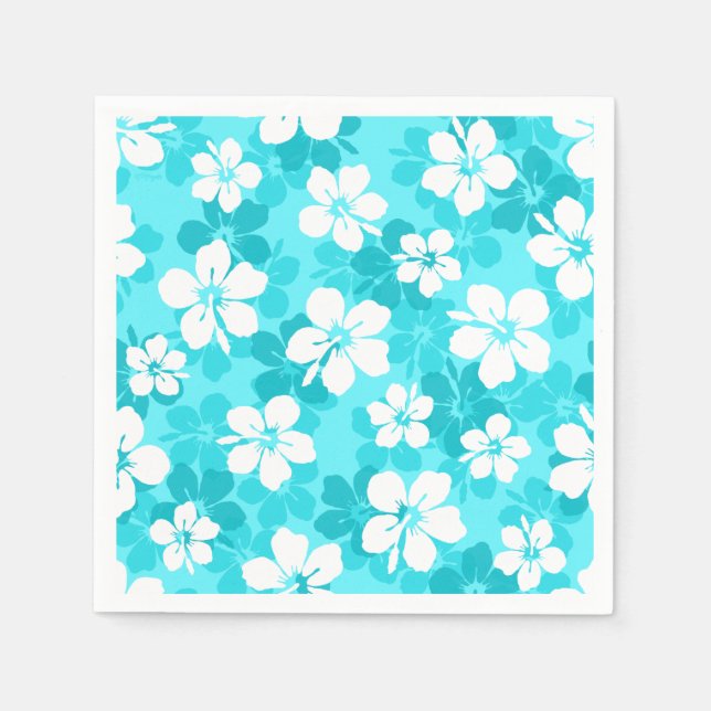 Serviette En Papier Motif Hibiscus bleu tropical (Devant)