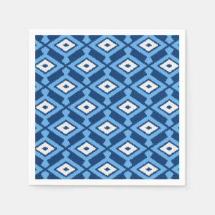 Serviette En Papier Motif Ikat - Indigo et Denim Blue