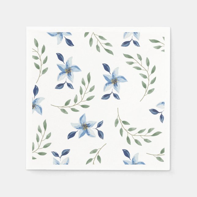 Serviette En Papier motif imprimé bleu floral sans couture   (Devant)