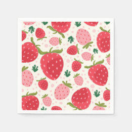 Serviette En Papier Motif jolie fraise rose rouge