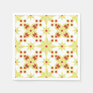 Serviette En Papier Motif kaléidoscope étoile rouge et or