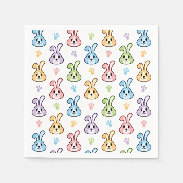 Serviette En Papier Motif lapin lapin de Pâques | Vacances (Devant)