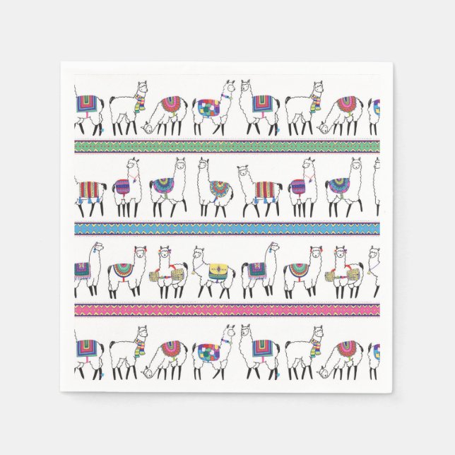 Serviette En Papier Motif Llama Stripe (Devant)