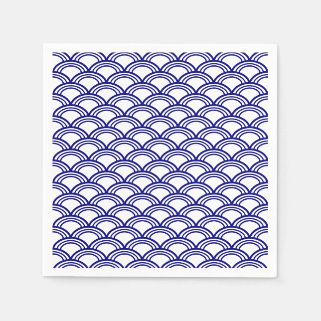 Serviette En Papier Motif Marine Blue Seigaiha (Devant)