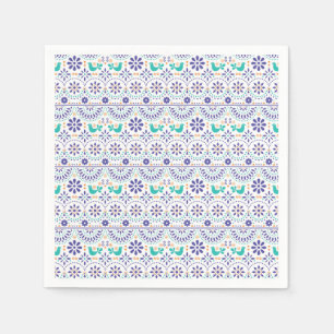 Serviette En Papier Motif mexicain d'art populaire de tuile d'oiseau