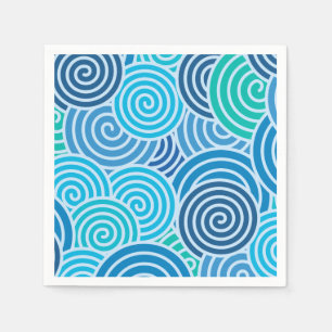 Serviette En Papier Motif moderne à spirale bleue