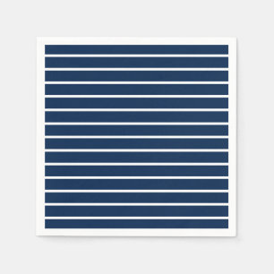 Serviette En Papier Motif moderne bleu marine blanc rayé pour soirée