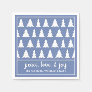Serviette En Papier Motif moderne Blue White Tree Nom Fête