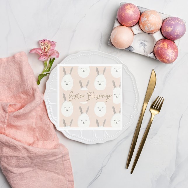 Serviette En Papier Motif moderne Pastel Bunny Egg | Bénédictions de P (Créateur téléchargé)