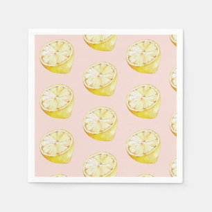 Serviette En Papier Motif moderne Pastel rose et citron jaune