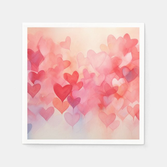 Serviette En Papier Motif moderne Red Orange Hearts (Devant)