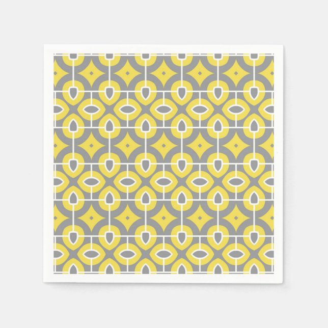 Serviette En Papier Motif moderne tendance gris et blanc Mosaïque (Devant)