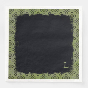 Serviette En Papier Motif monogramme vert et noir rétro