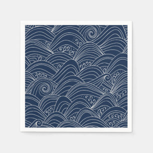 Serviette En Papier Motif motif à vague japonais bleu foncé