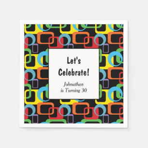 Serviette En Papier Motif multicolore rétro géométrique