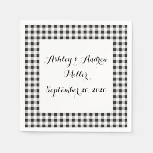 Serviette En Papier Motif noir blanc En vichy