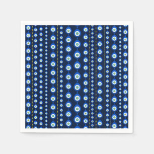 Serviette En Papier Motif oeil mal - bleu foncé avec des accents dorés