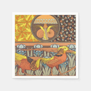 Serviette En Papier Motif oiseau de la nature Art nouveau français vin