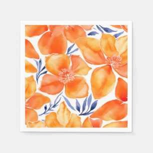 Serviette En Papier Motif orange d'aquarelle florale