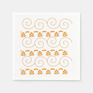 Serviette En Papier motif orange et blanc avec des tourbillons