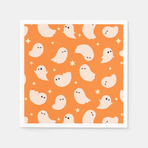 Serviette En Papier Motif Orange Ghost Doodle