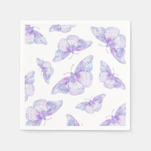 Serviette En Papier Motif papillon violet aquarelle