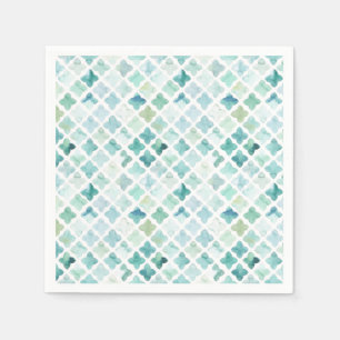 Serviette En Papier Motif peint à la main de turquoise