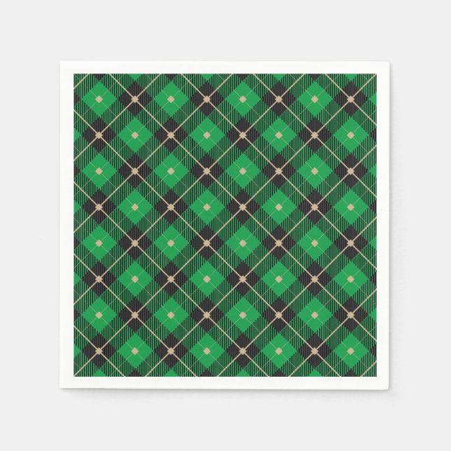 Serviette En Papier Motif plaid Black Green tendance (Devant)