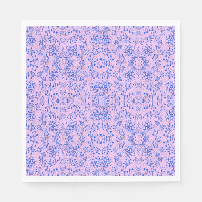 Serviette En Papier motif plante A08.b boho. lviolet BG (Devant)