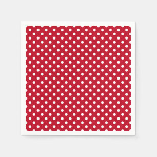 Serviette En Papier Motif Pois Blanc Rouge et blanc