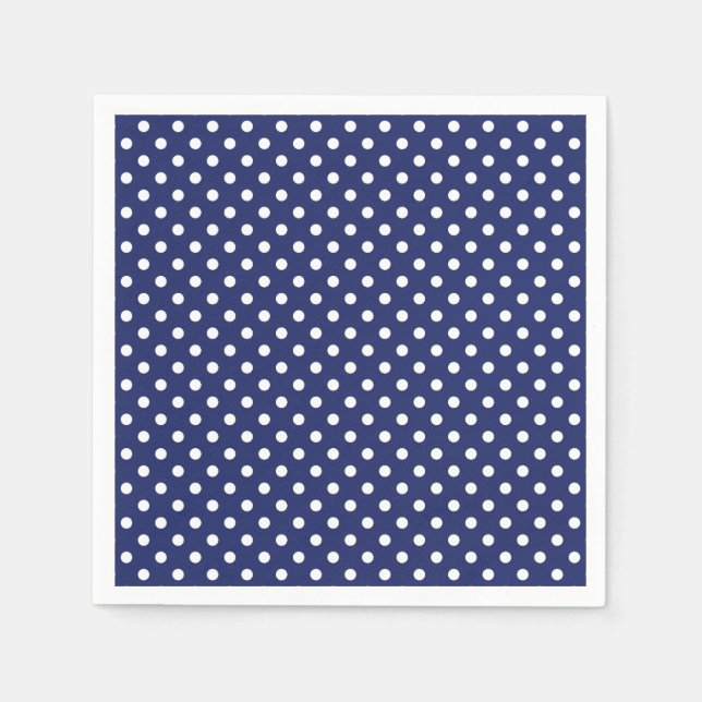 Serviette En Papier Motif Pois bleu et blanc de la Marine (Devant)