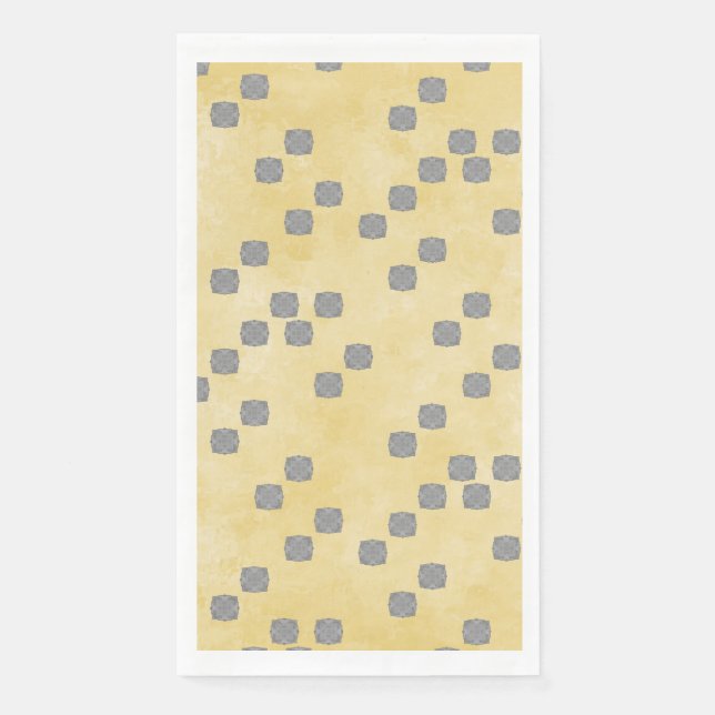 Serviette En Papier Motif Pois contemporain Jaune et Gris (Devant)