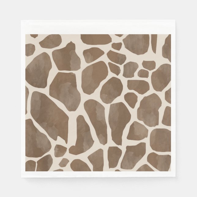 Serviette En Papier Motif Poster de animal de Giraffe d'aquarelle (Devant)