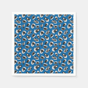 Serviette En Papier Motif Poster de animal moderne Blue Leopard